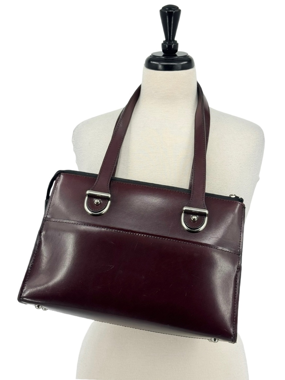 Jack Georges Milano Genuine Leather Shoulder Bag Burgundy